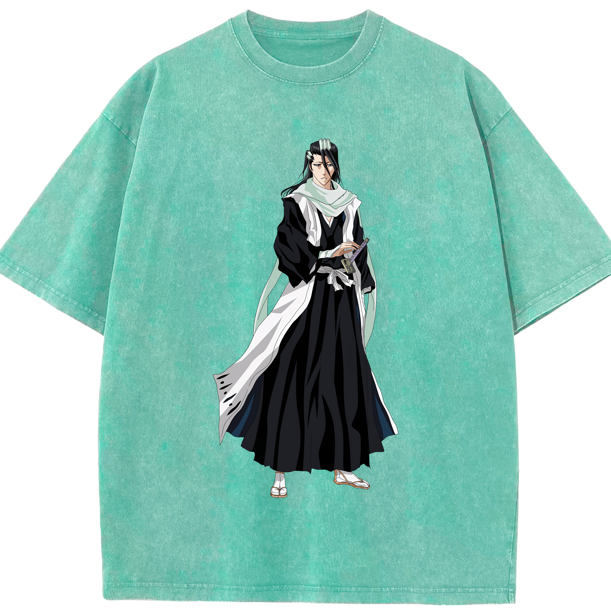 （画像用） ブリーチ くちき びゃくや BLEACH Kuchiki Byakuya 綿100% ヴィンテージ風 半袖Tシャツ（フロントプリント）